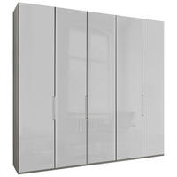 DREHTÜRENSCHRANK 250/236/58 cm,  in Grau, Weiß, 5 Tür(en)-türig  - Chromfarben/Weiß, KONVENTIONELL, Glas/Holzwerkstoff (250/236/58cm) - Dieter Knoll