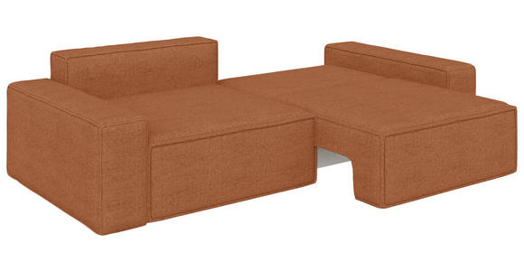 SCHLAFSOFA  mit Liegefunktion, Schlafen auf Sitzhöhe, Rücken echt Webstoff Rostfarben  - Rostfarben/Schwarz, KONVENTIONELL, Kunststoff/Textil (256/83/115cm) - Carryhome
