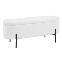 HOCKERBANK Bouclé Weiß  - Schwarz/Weiß, MODERN, Textil/Metall (110/44/40cm) - Livetastic