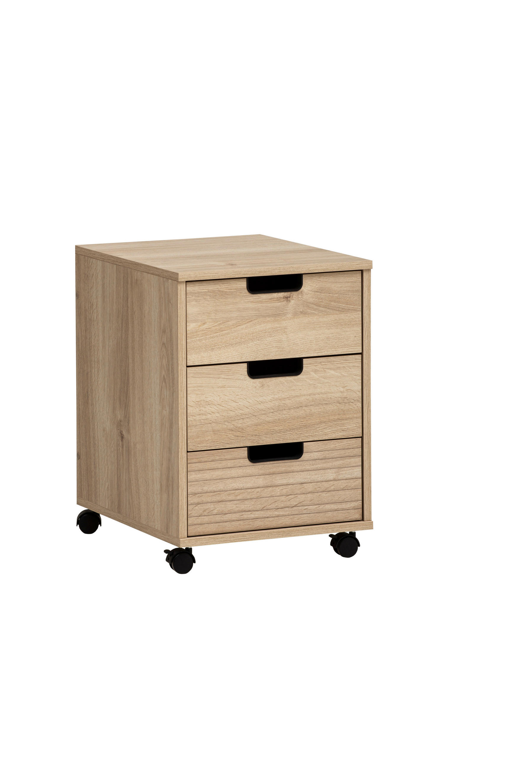 ROLLCONTAINER Eichefarben - Eichefarben/Schwarz, MODERN, Holzwerkstoff/Kunststoff (40,1/57/50cm) - MID.YOU
