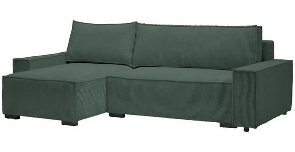 ECKSOFA in Cord, Webstoff Grün  - Schwarz/Grün, MODERN, Holz/Textil (157/265cm) - Carryhome