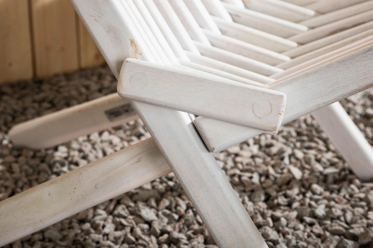 STRANDSTUHL Akazie Weiß  - Weiß, KONVENTIONELL, Holz (57/79/73cm) - Gardenson