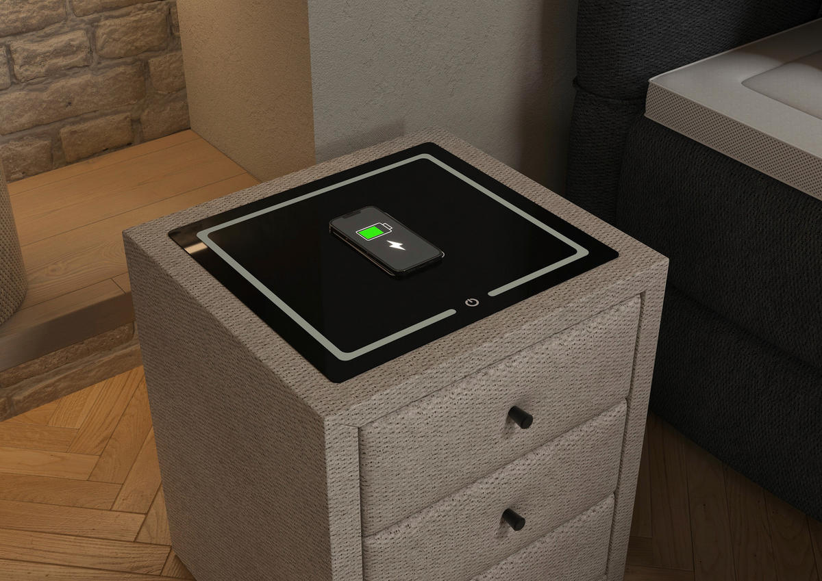 NACHTSCHRANK 49,5/56,5/46 cm, Elfenbein,  - Elfenbein/Schwarz, Basics, Glas/Kunststoff (49,5/56,5/46cm) - Chameo