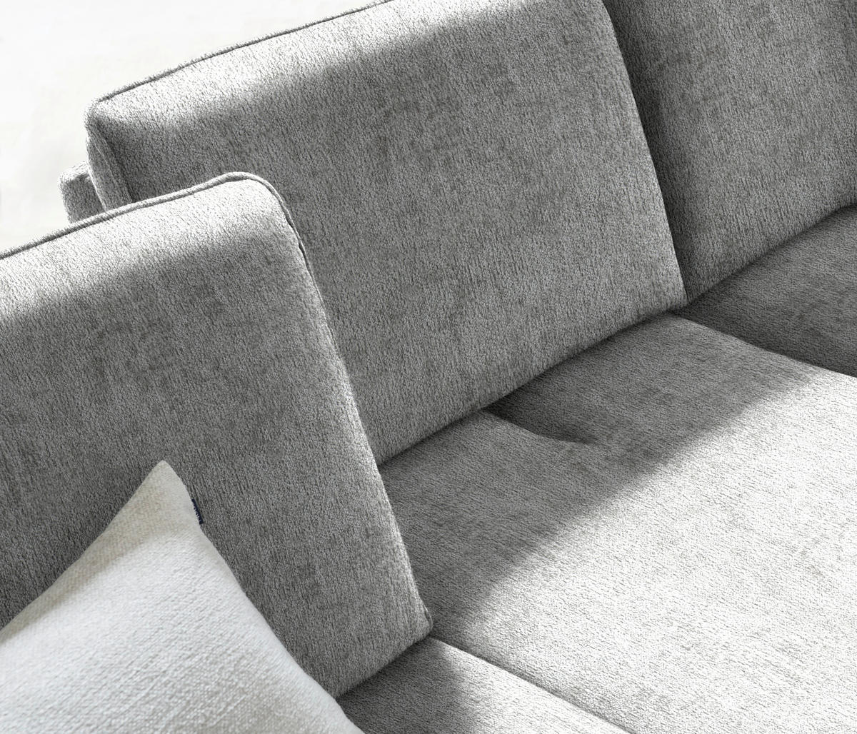 ECKSOFA in Chenille Hellgrau  - Anthrazit/Hellgrau, Design, Textil/Metall (310/160cm) - Joop!