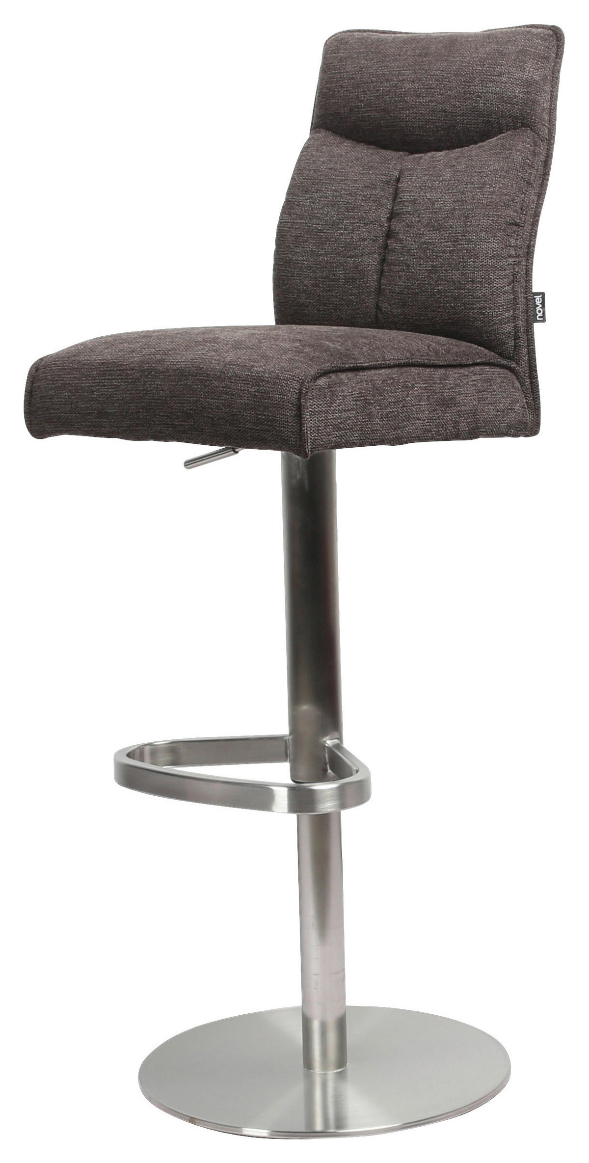 BARHOCKER in Metall, Textil Braun, Edelstahlfarben  - Edelstahlfarben/Braun, Design, Textil/Metall (38/117/52cm) - Novel