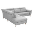 ECKSOFA in Echtleder Grau  - Alufarben/Grau, Design, Leder/Metall (242/271cm) - Cantus