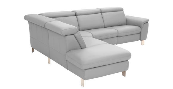 ECKSOFA in Echtleder Grau  - Alufarben/Grau, Design, Leder/Metall (242/271cm) - Cantus