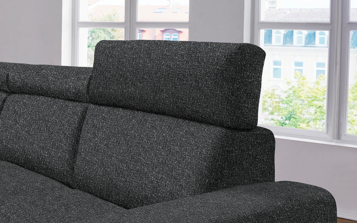 ECKSOFA  in Mikrovelours Anthrazit  205/308 cm  - Anthrazit/Alufarben, Design, Textil/Metall (205/308cm) - Sedda