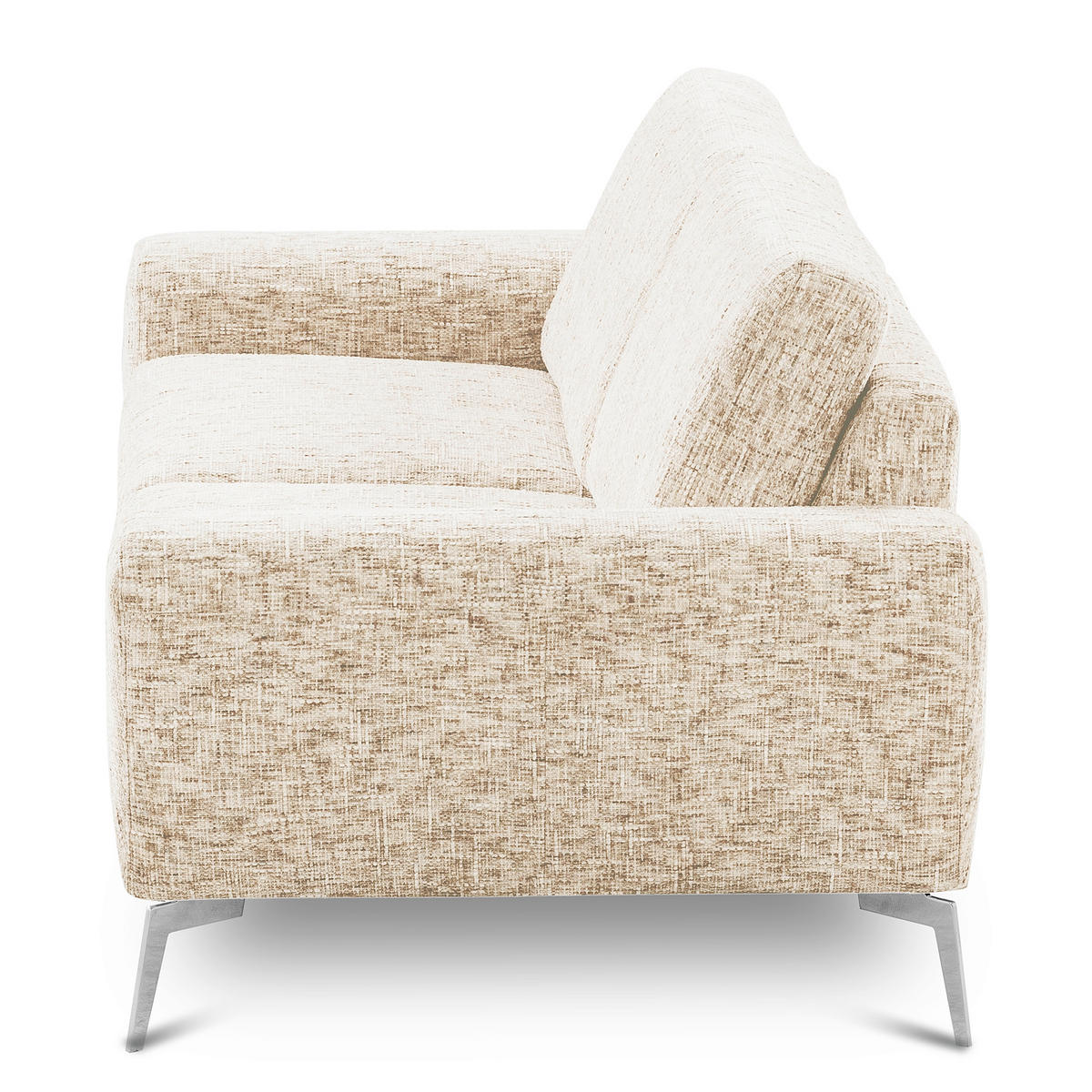 2-SITZER-SOFA Webstoff Beige  - Chromfarben/Beige, Design, Textil/Metall (157/85/92cm) - Livetastic