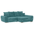 ECKSOFA in Cord Petrol  - Eichefarben/Petrol, KONVENTIONELL, Holz/Textil (276/177cm) - Carryhome