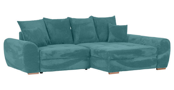 ECKSOFA Petrol Cord - Eichefarben/Petrol, KONVENTIONELL, Holz/Textil (276/177cm) - Carryhome