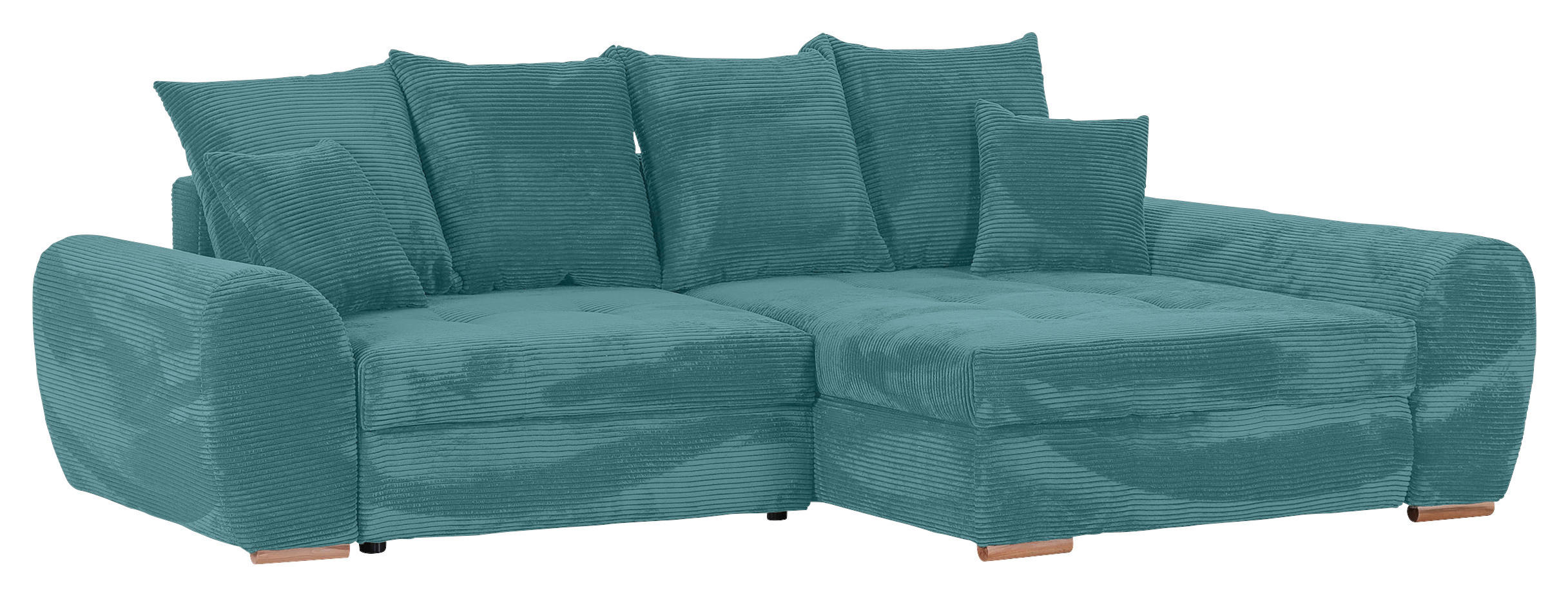 ECKSOFA in Cord Petrol  - Eichefarben/Petrol, Konventionell, Holz/Textil (276/177cm) - Carryhome