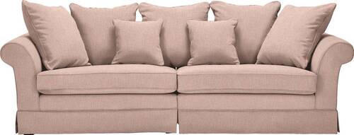 BIGSOFA in Flachgewebe Rosa  - Dunkelbraun/Rosa, Trend, Holz/Textil (264/70/111cm) - MID.YOU