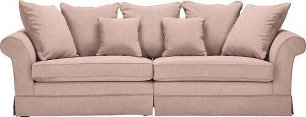 GRAND CANAPÉ in tissage à plat rose  - rose/marron foncé, Trend, textile/bois (264/70/111cm) - MID.YOU