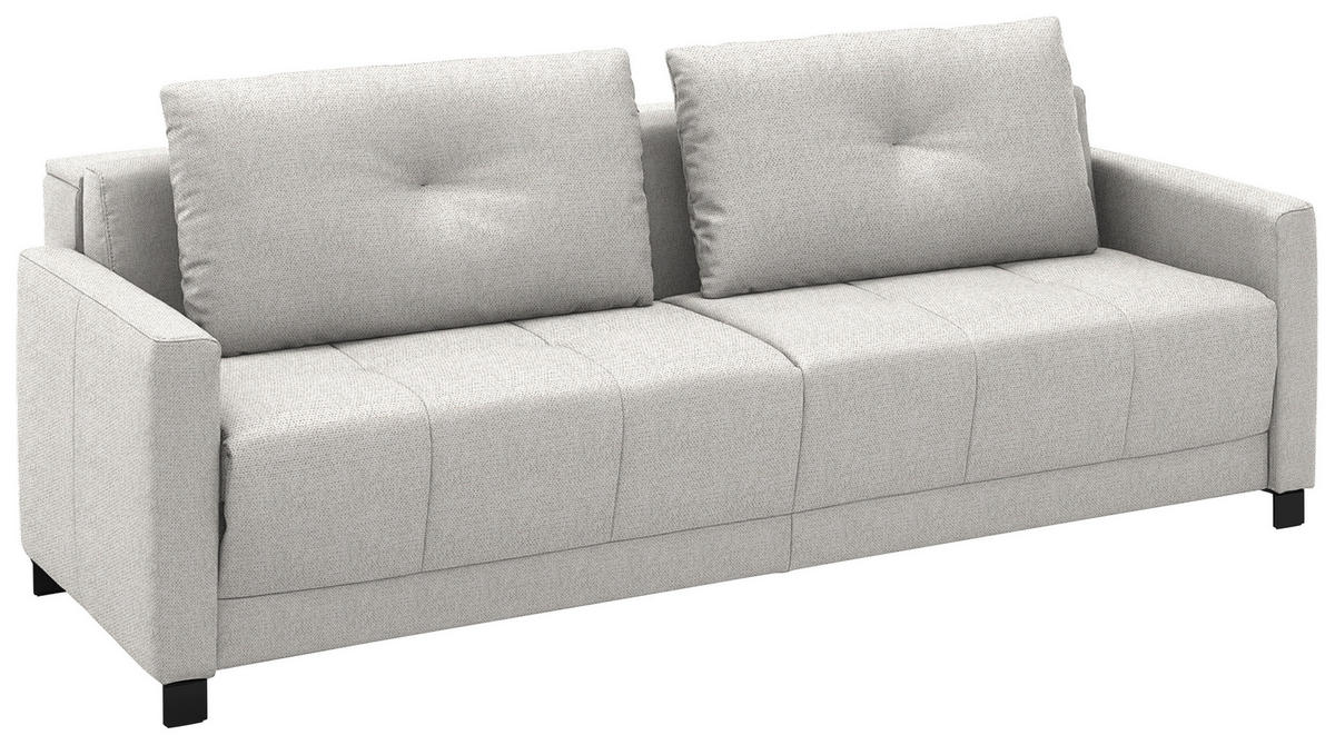 SCHLAFSOFA Flachgewebe Ecru haustierfreundlicher Bezug, Armteil rechts, Armteil links, Bettfunktion erhältlich, Schlafen auf Sitzhöhe, Stoffauswahl  - Ecru/Schwarz, Konventionell, Textil/Metall (232/77/116cm) - Dieter Knoll