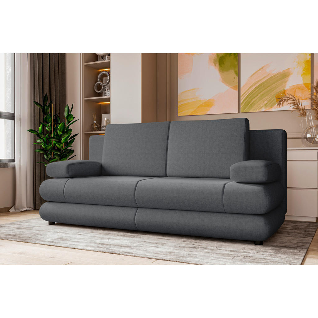 Thumbnail - Carryhome Schlafsofa, Dunkelgrau, Textil, 3-Sitzer, Füllung: Schaumstoff, 212x93x90 cm, Liegefunktion, Rücken echt, Wohn...