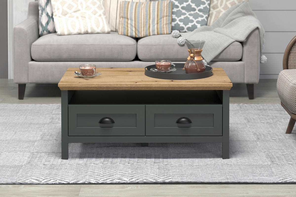 COUCHTISCH 101/45/60 cm STANTON rechteckig Waldgrün  - Waldgrün/Schwarz, Design, Holzwerkstoff/Kunststoff (101/45/60cm) - MID.YOU