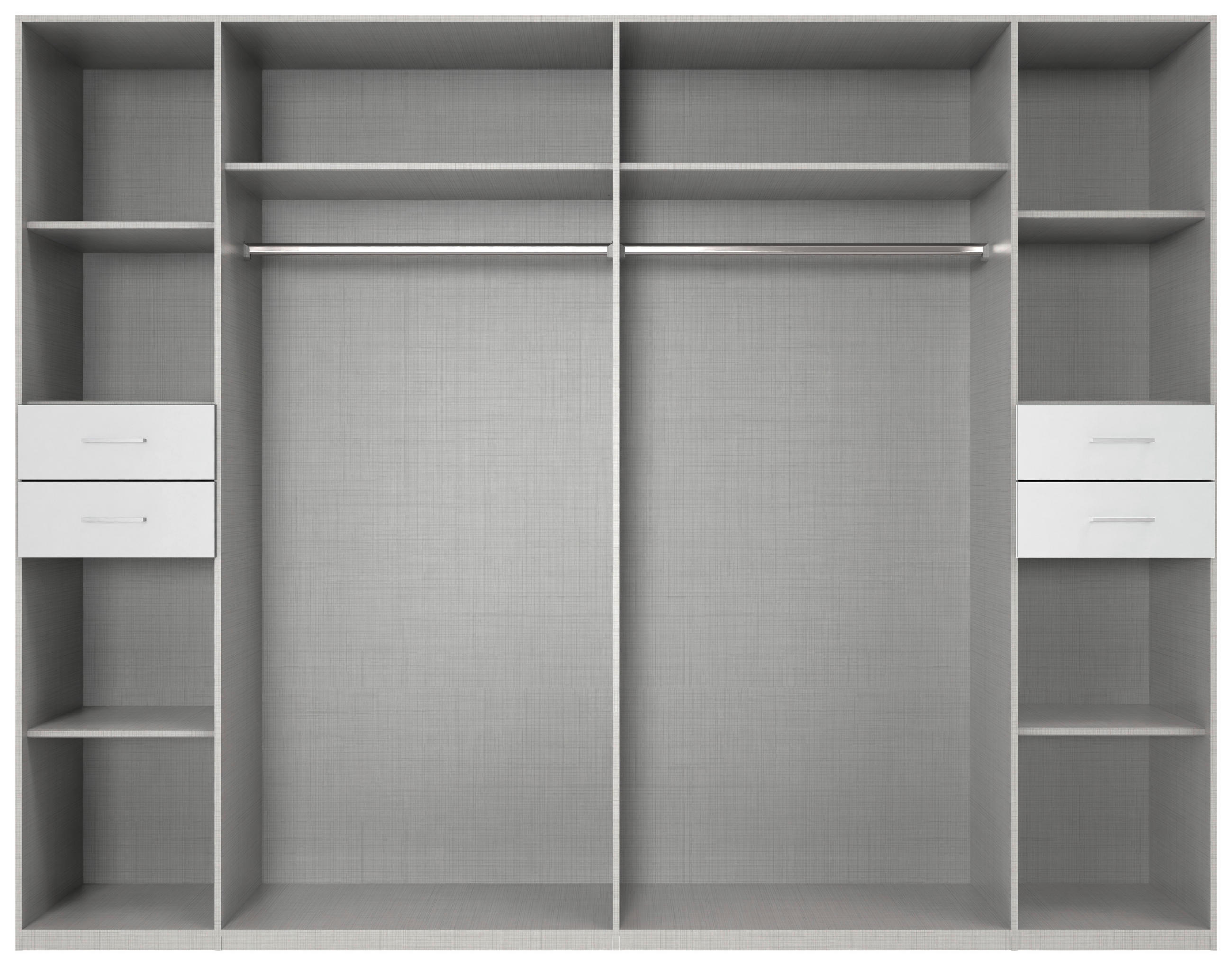 KLEIDERSCHRANK 270/208/58 cm 8-türig Weiß  - Silberfarben/Weiß, KONVENTIONELL, Glas/Holzwerkstoff (270/208/58cm) - Boxxx