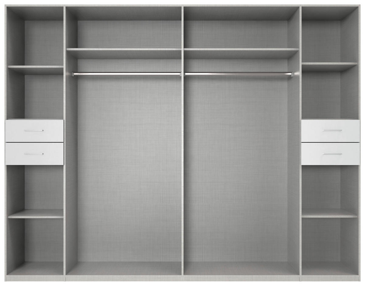 KLEIDERSCHRANK  in Weiß  - Silberfarben/Weiß, KONVENTIONELL, Glas/Holzwerkstoff (270/208/58cm) - Modante
