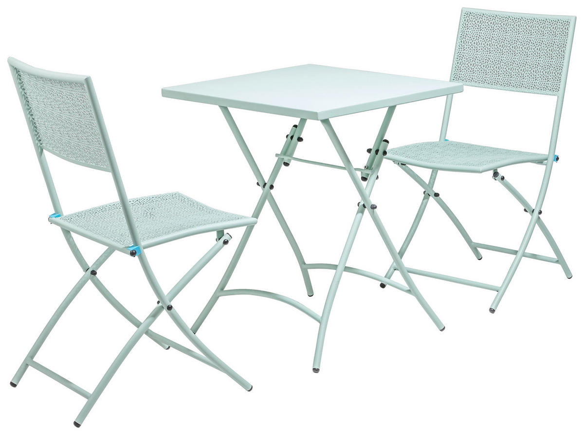 BALKONSET Mintgrün 3-teilig  - Mintgrün, ROMANTIK / LANDHAUS, Metall - Ambia Garden