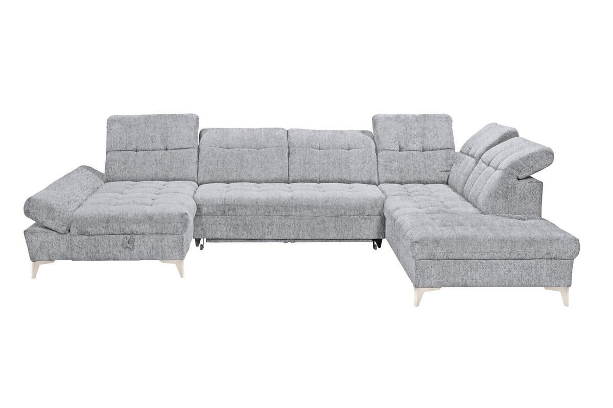 WOHNLANDSCHAFT Mikrovelours Hellgrau  - Kaschmir/Hellgrau, Modern, Kunststoff/Textil (169/348/245cm) - MID.YOU