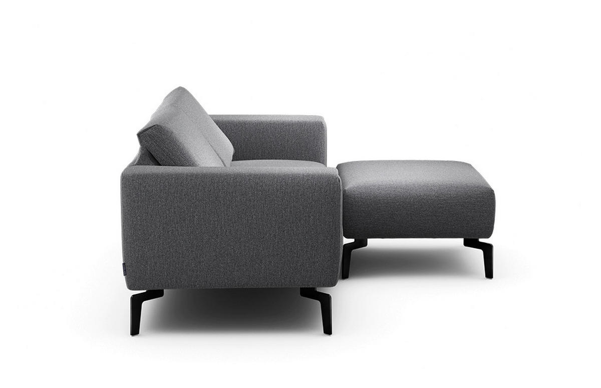 Zweisitzer inkl. Hocker Chenille Anthrazit  - Anthrazit/Schwarz, Design, Textil/Metall (180/86/86-94cm) - SENSOO