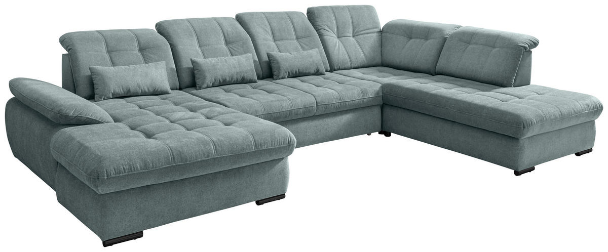 WOHNLANDSCHAFT in Chenille Blau  - Blau/Schwarz, Modern, Textil/Metall (184/387/252cm) - Livetastic