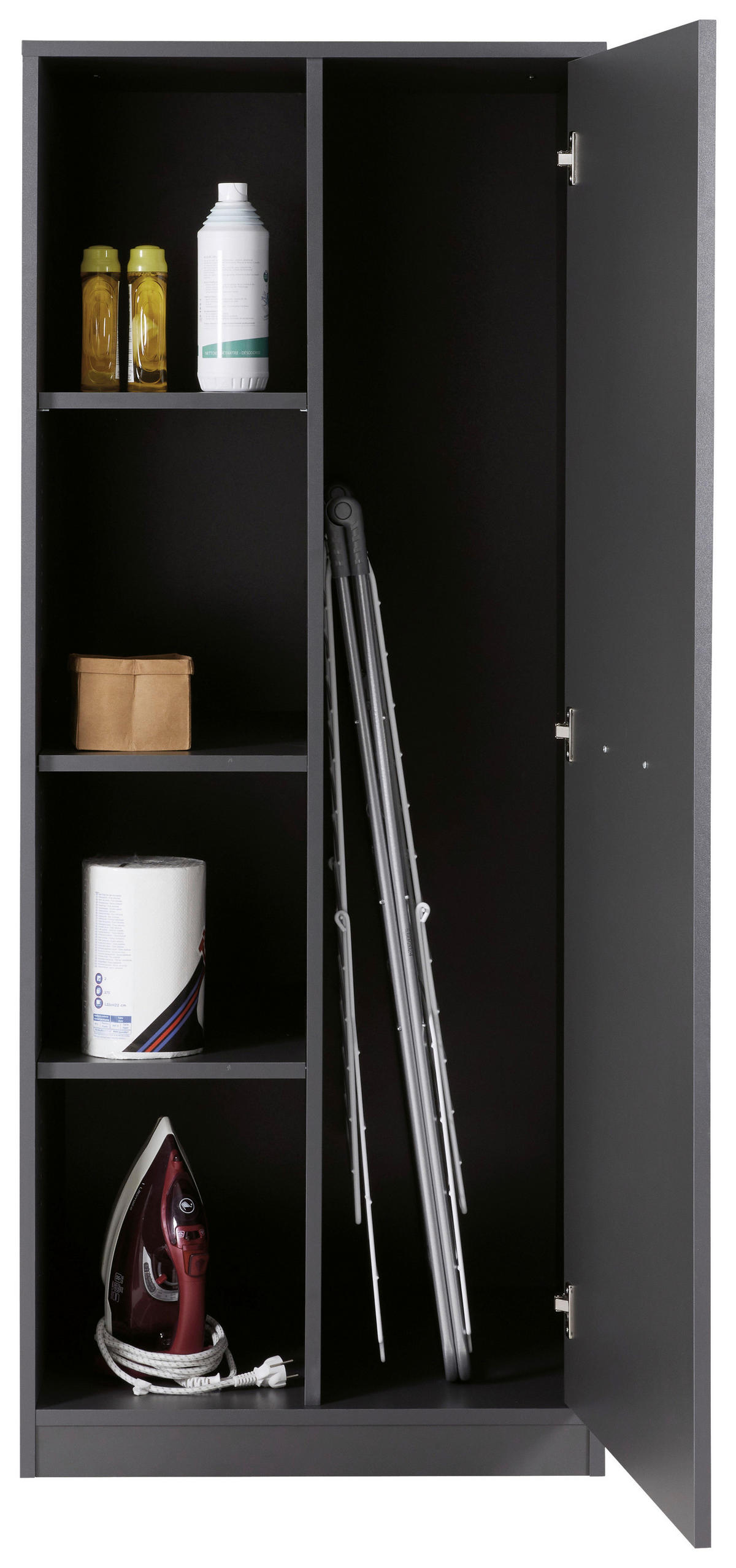 MEHRZWECKSCHRANK 67/164/68 cm  in Anthrazit  - Anthrazit/Schwarz, MODERN, Holzwerkstoff/Metall (67/164/68cm) - home24