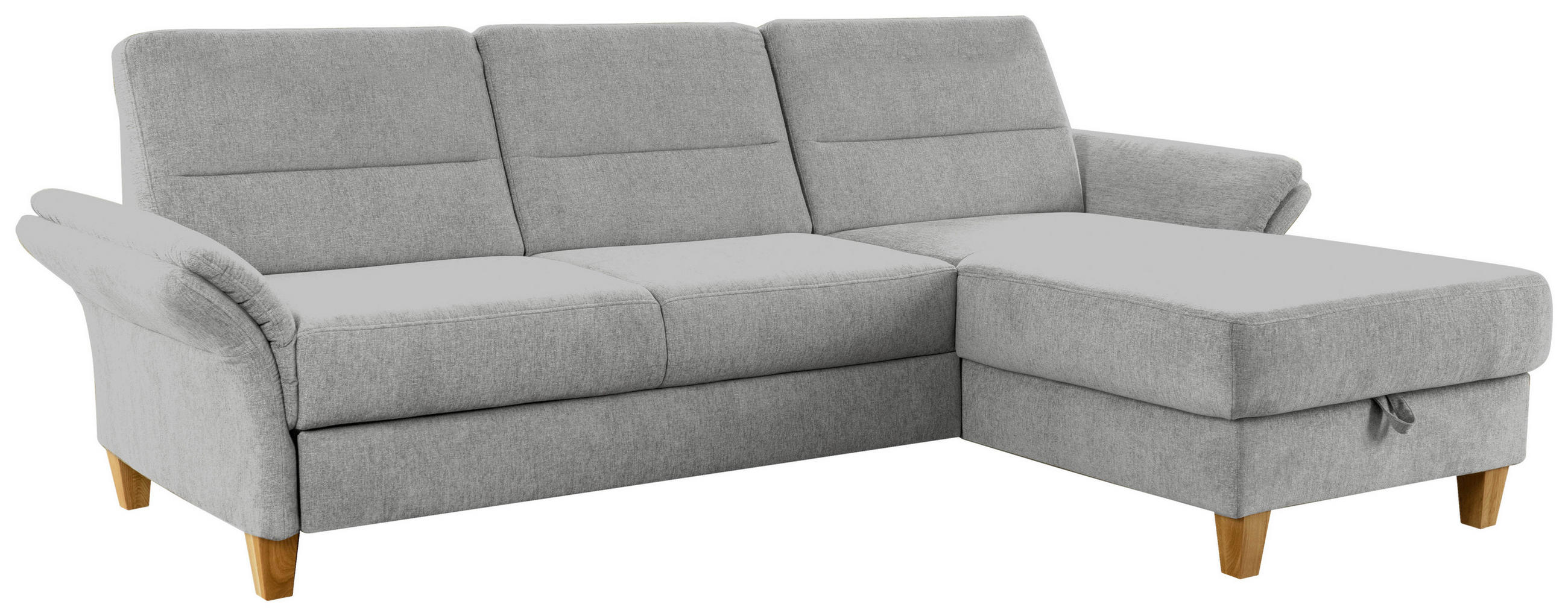 Thumbnail - Cantus Ecksofa, Hellgrau, Textil, Buche, massiv, 3-Sitzer, Ottomane rechts, L-Form, 252x162 cm, Made in EU, Rücken echt,...