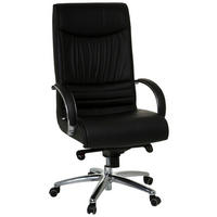 KONTORSSTOL  i svart  - silver/svart, Basics, metall/läder (60/130/47cm) - MID.YOU