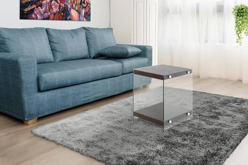 BEISTELLTISCH in Glas, Holzwerkstoff 35/35/45 cm  - Klar/Dunkelbraun, Basics, Glas/Holzwerkstoff (35/35/45cm) - Kayoom
