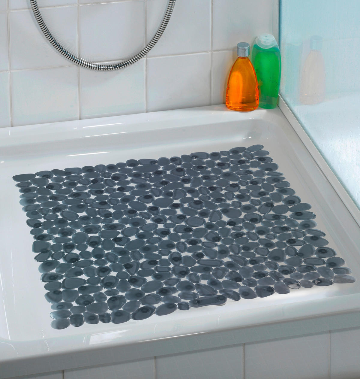 DUSCHEINLAGE - Anthrazit, Basics, Kunststoff (54/54cm) - Wenko