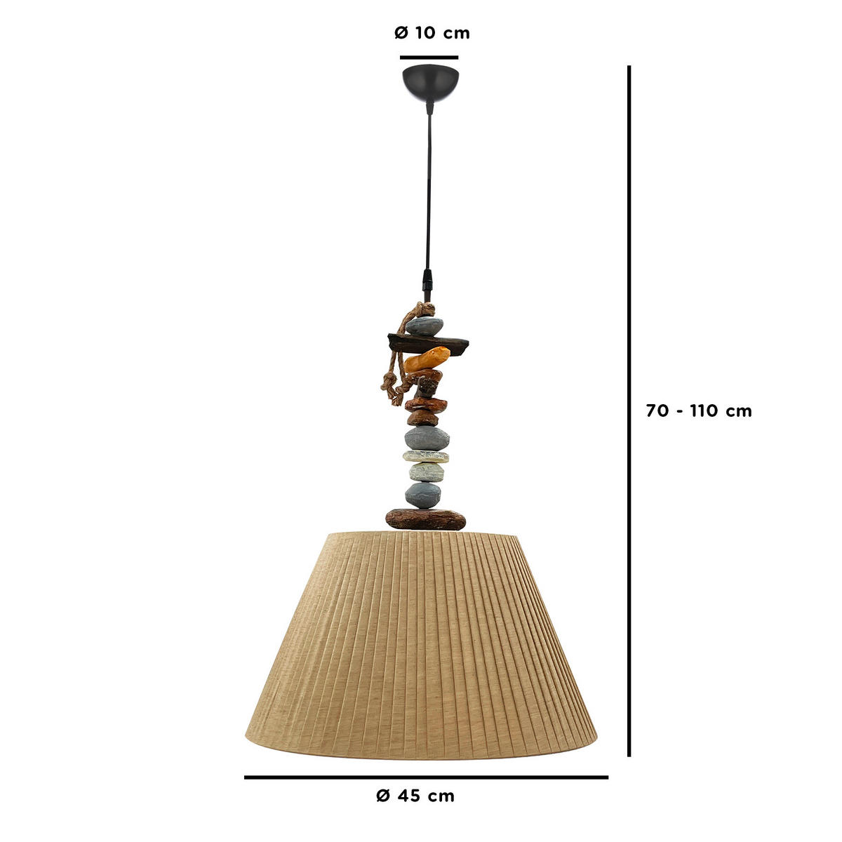 PENDELLEUCHTE 45/110 cm  - Hellbraun/Dunkelbraun, KONVENTIONELL, Kunststoff/Textil (45/110cm)