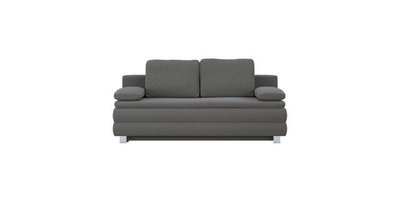 BOXSPRINGSOFA mit Liegefunktion, Rücken echt Flachgewebe Graphitfarben - Silberfarben/Graphitfarben, Design, Textil/Metall (202/96/105cm) - Carryhome