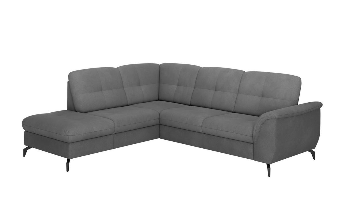 ECKSOFA ZORA E Grau Flachgewebe  - Schwarz/Grau, MODERN, Textil/Metall (212/244cm) - Sit & More