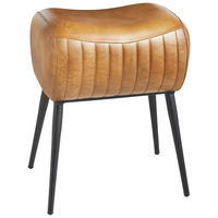 HOCKER Echtleder Braun, Schwarz  - Schwarz/Braun, Trend, Leder/Metall (40/50/30cm) - Landscape