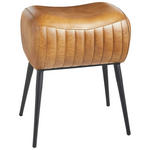 HOCKER Echtleder Braun, Schwarz  - Schwarz/Braun, Trend, Leder/Metall (40/50/30cm) - Landscape