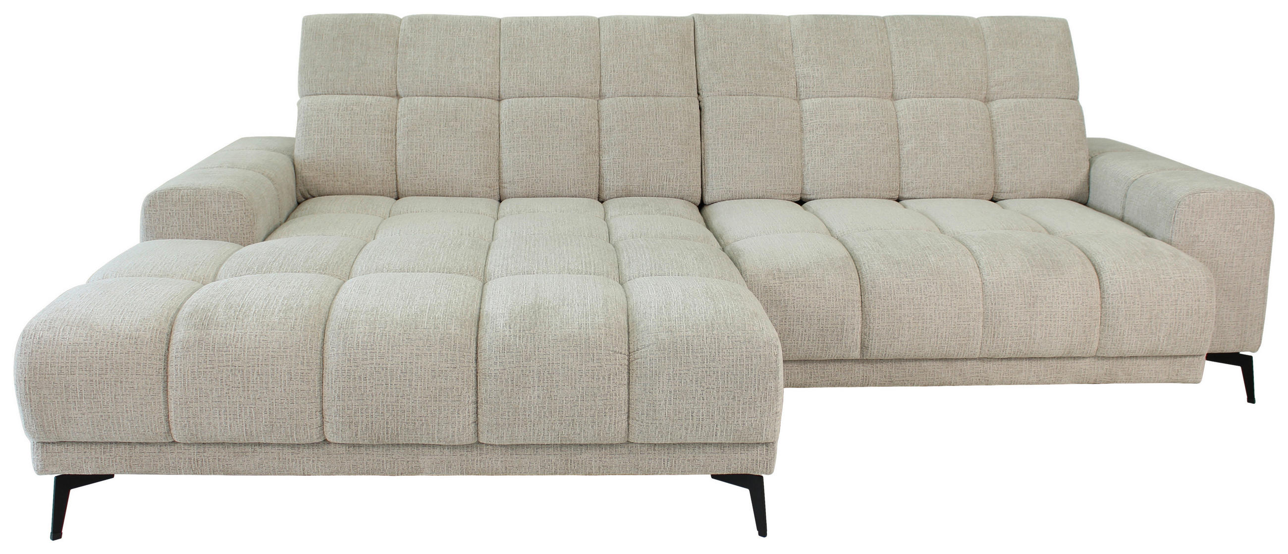 ECKSOFA inkl.Funktionen Naturfarben Chenille  - Schwarz/Naturfarben, MODERN, Textil/Metall (195/300cm) - Xora