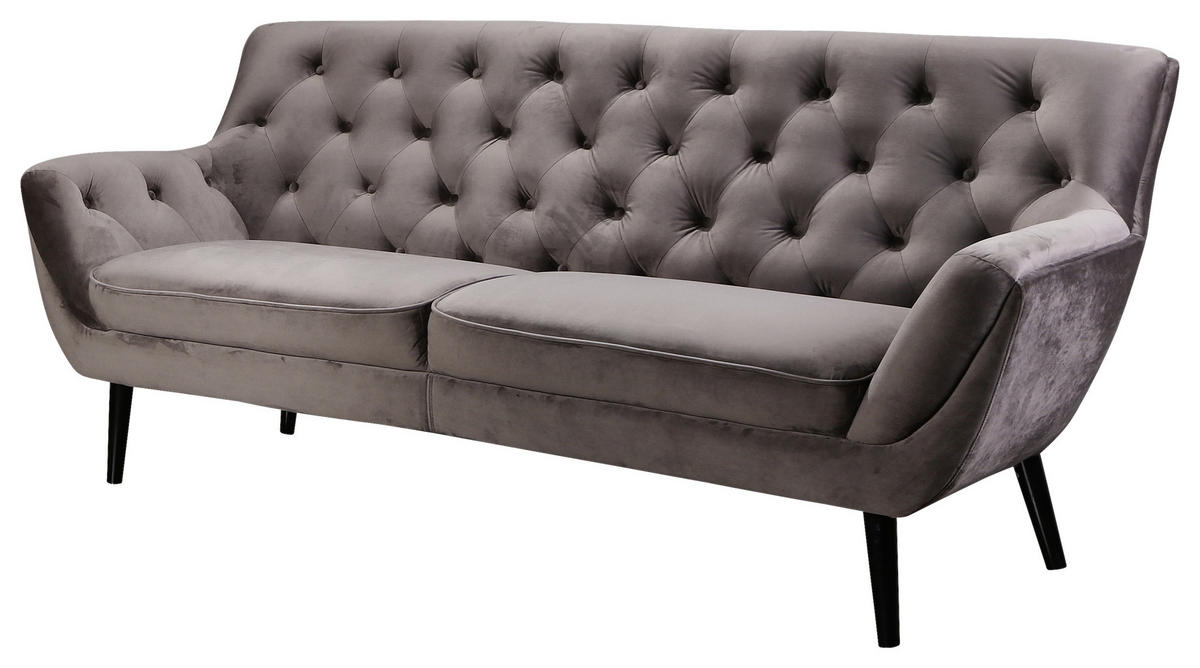 CHESTERFIELD SOFA siva, crna  - siva/crna, Trendi, tekstil (196/90/90cm) - Stylife