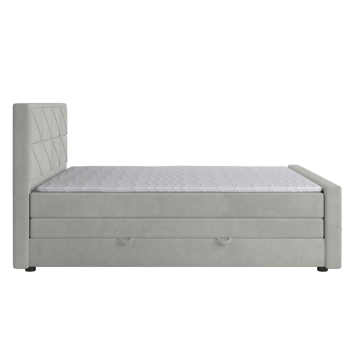 BOXSPRINGBETT 180/200 cm  in Hellgrau  - Hellgrau/Schwarz, Modern, Karton/Holzwerkstoff (180/200cm) - MID.YOU
