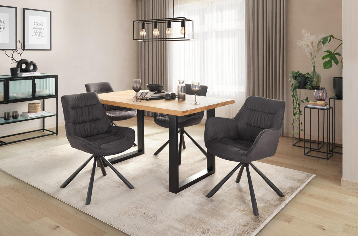 JEDÁLENSKÝ STÔL, divoký dub, farba duba,  - čierna/farba duba, Modern, kov/drevo (140/90/75cm) - Zandiara