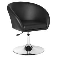 Drehstuhl Relaxsessel  in Lederlook  - Chromfarben/Schwarz, Modern, Textil/Metall (62/84/55cm) - MID.YOU