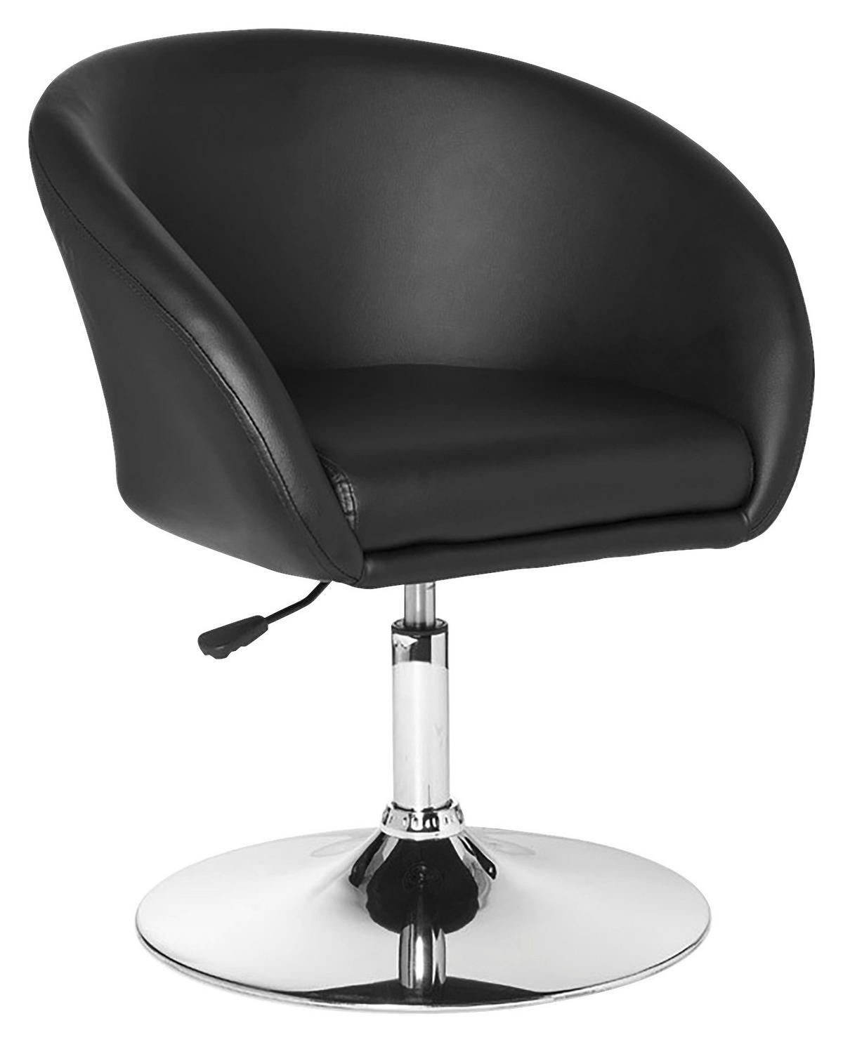 Drehstuhl Relaxsessel  in Lederlook  - Chromfarben/Schwarz, Modern, Textil/Metall (62/84/55cm) - MID.YOU