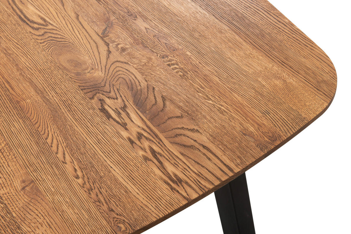 ESSTISCH Eiche vollmassiv oval Schwarz, Eiche dunkel  - Eiche dunkel/Schwarz, Design, Holz/Metall (240/110/76cm) - Welnova