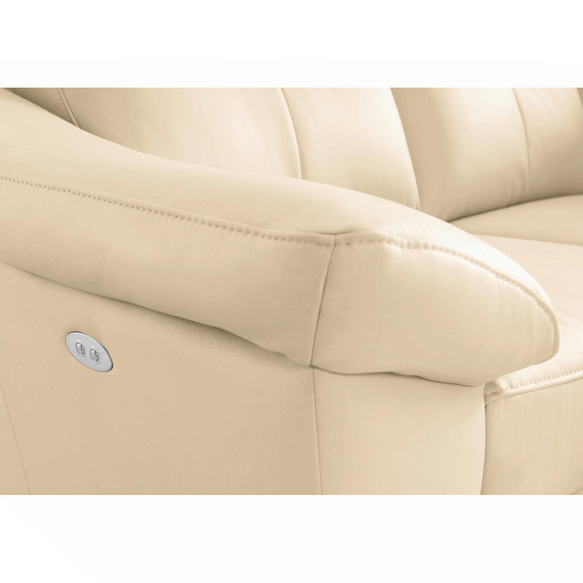 ECKSOFA Beige Echtleder Lederlook  - Chromfarben/Beige, Design, Leder/Textil (242/194cm) - Livetastic