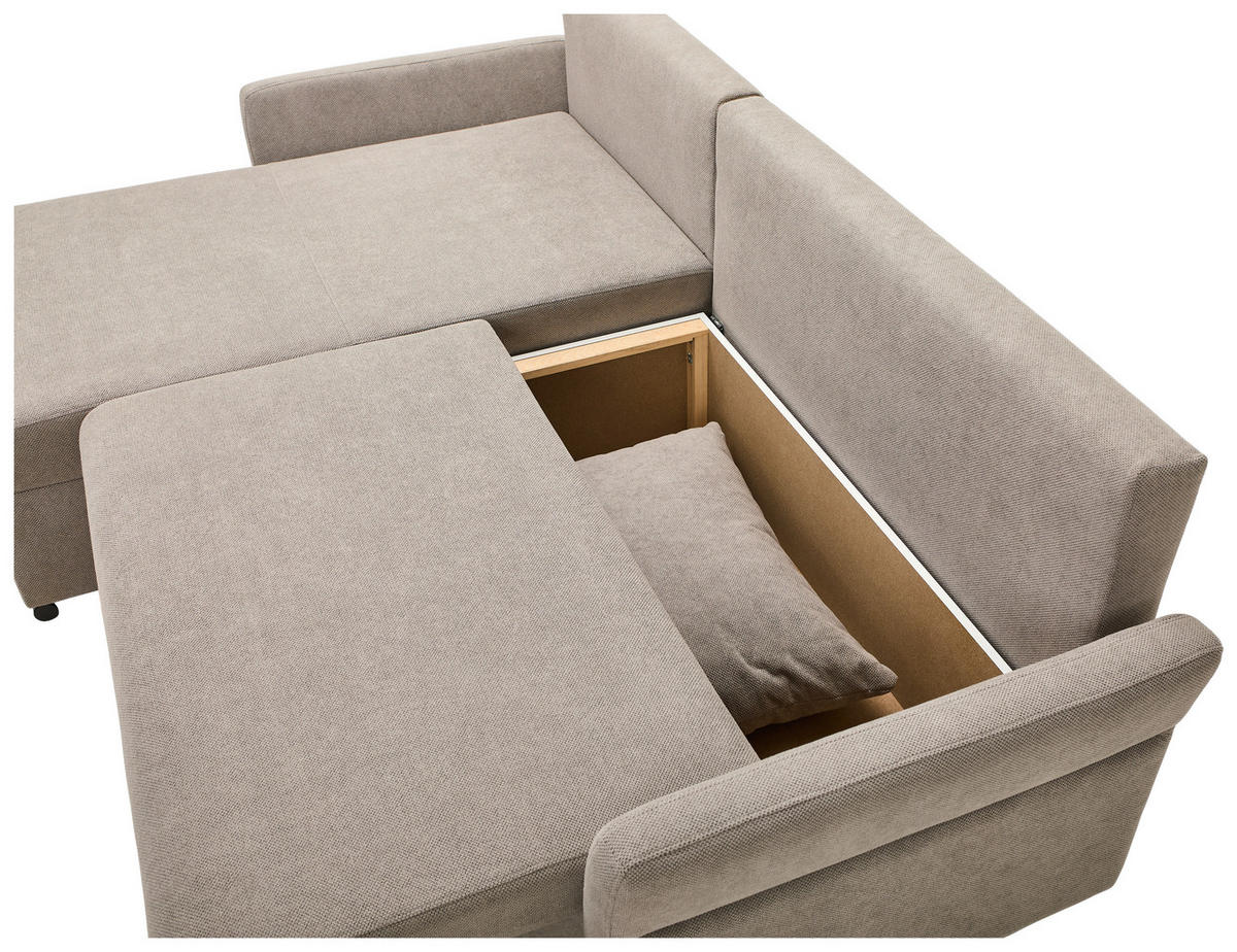 ECKSOFA in Webstoff Grau  - Schwarz/Grau, KONVENTIONELL, Kunststoff/Textil (223/148cm) - Ti'me