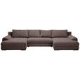 WOHNLANDSCHAFT  in Cord Graubraun  - Chromfarben/Graubraun, KONVENTIONELL, Kunststoff/Textil (180/376/180cm) - Carryhome