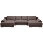 WOHNLANDSCHAFT  in Cord Graubraun  - Chromfarben/Graubraun, KONVENTIONELL, Kunststoff/Textil (180/376/180cm) - Carryhome