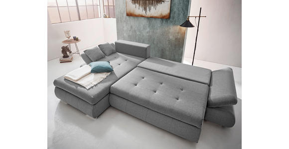 ECKSOFA  in Webstoff Hellgrau  - Chromfarben/Hellgrau, Design, Kunststoff/Textil (302/187cm) - Carryhome