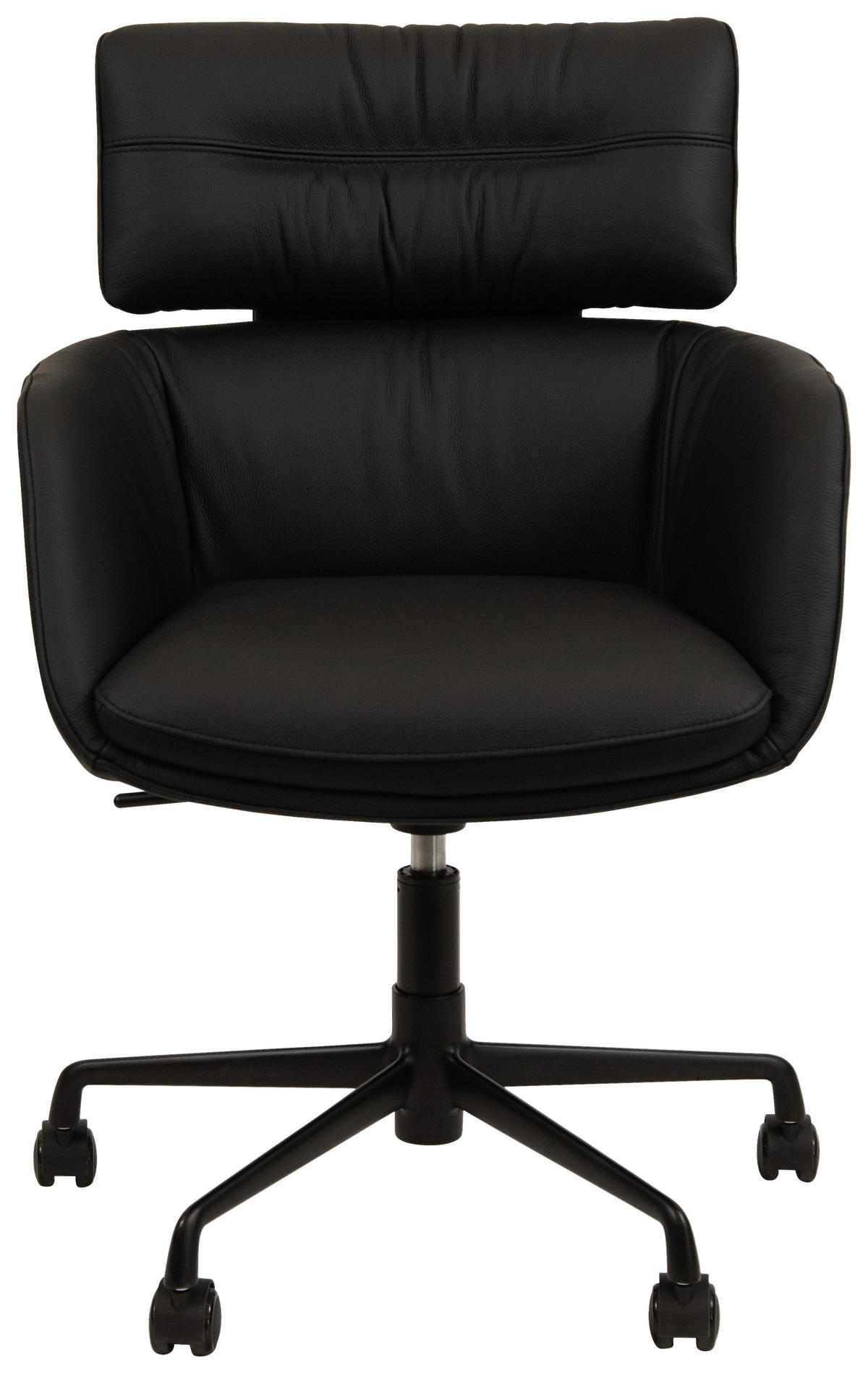 DREHSTUHL Schwarz, Eichefarben  - Eichefarben/Schwarz, Design, Leder/Holz (62/91/66cm) - Dieter Knoll